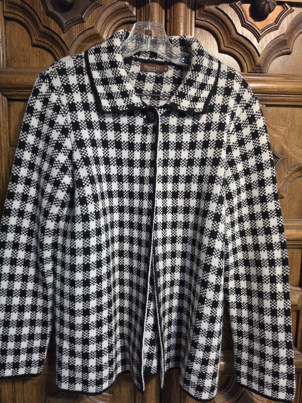 Black & White Checked Blazer Sweater